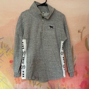 Pink White and Grey Half Zip up